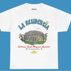 White Graphic T-Shirt with La Residencia Print